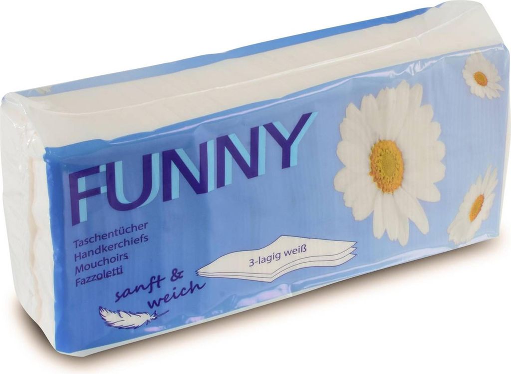 Funny Taschentücher - 3-lagig - Zellstoff - hochweiß - lose Produktbild 