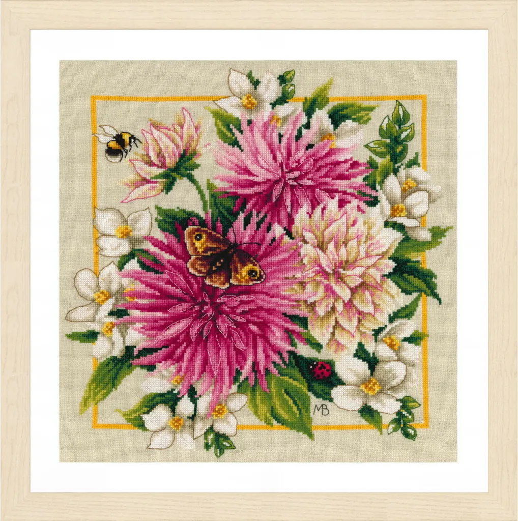 Lanarte Kit Broderie Point de Croix Marjolein Bastin Rosa Seidendahlie