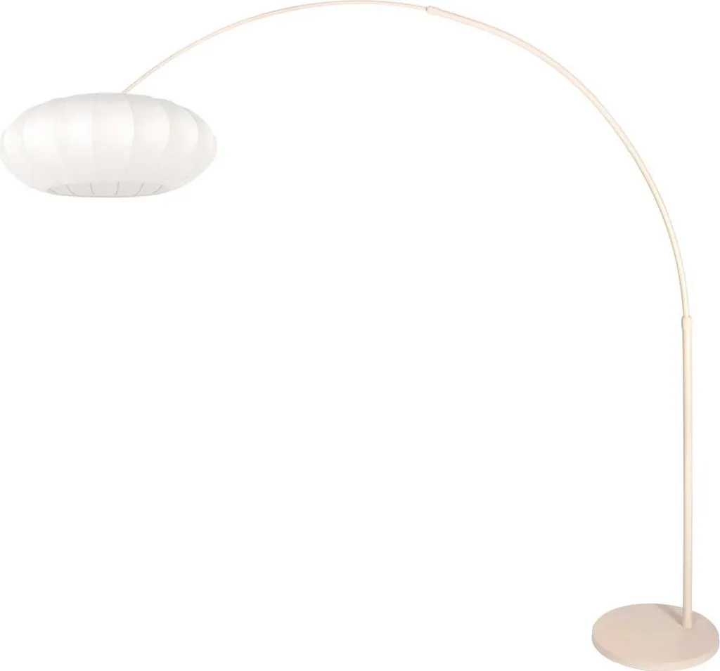 Éclairage de salon sans éblouissement : Lampe arquée beige E27 métal