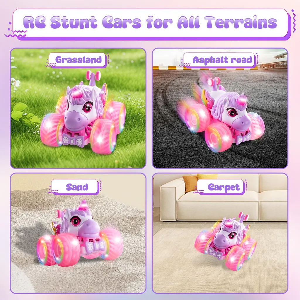 Voiture télécommandée rose pour filles de 3 à 6 ans - 9
