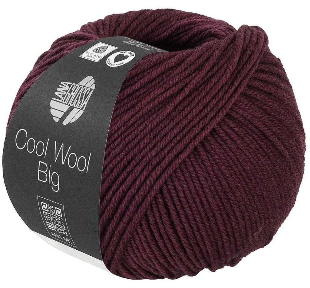 Lana Grossa Cool Wool Big 50 g pflegeleichtes Strickgarn aus extrafeiner Wolle 120 m Farbe 1044 - Schwarzrot