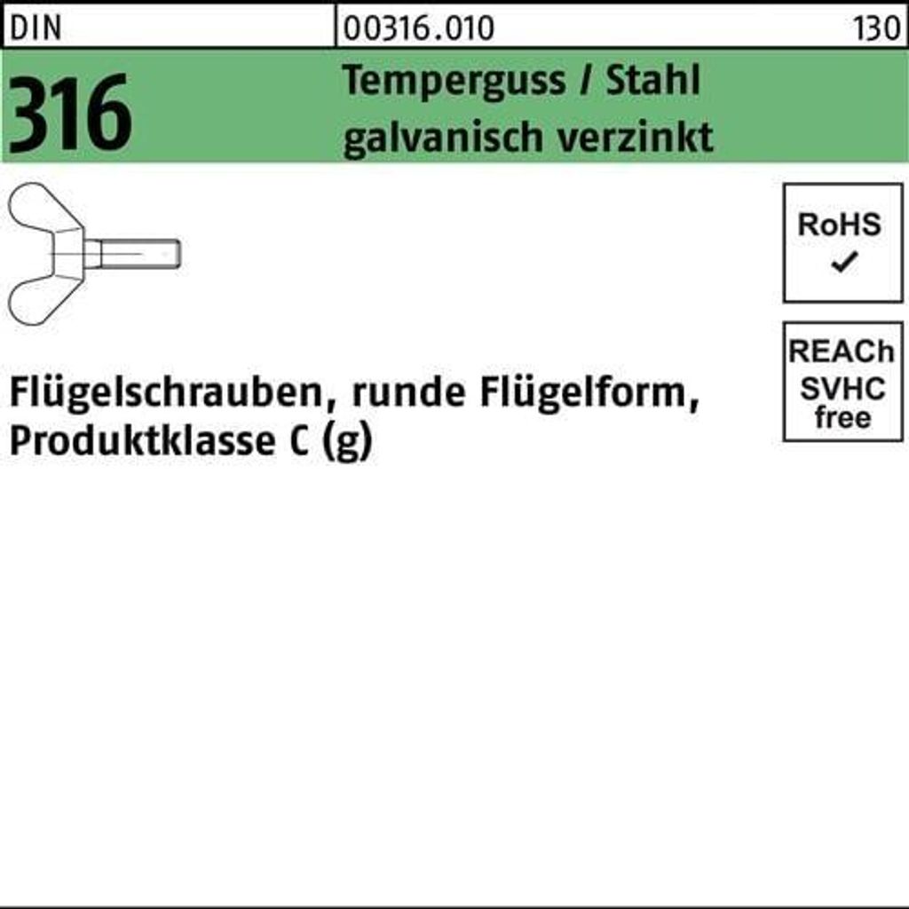 Reyher 316 Flügelschrauben 6x10 verzinkt (100 Stück)