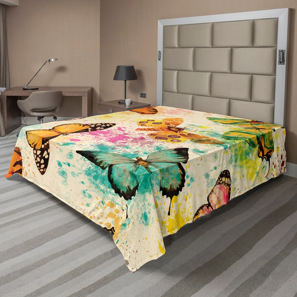 Drap de dessus Papillon pour décoration chambre Bohème, Drap plat 205cm