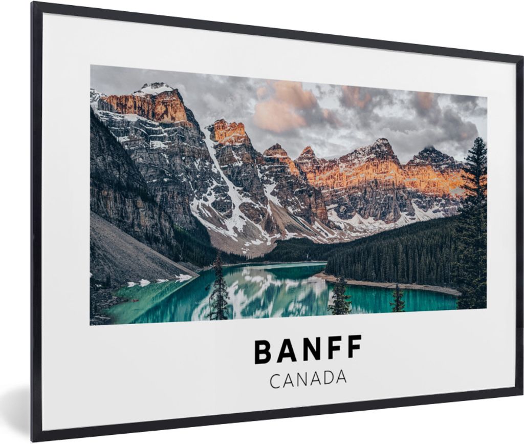 MuchoWow Gerahmtes Poster Kanada - Berge - Wasser 30x20 cm - Poster mit Schwarzem Bilderrahmen Wandposter Rahmen Foto Bilder - Kunstdruck - Bild-...