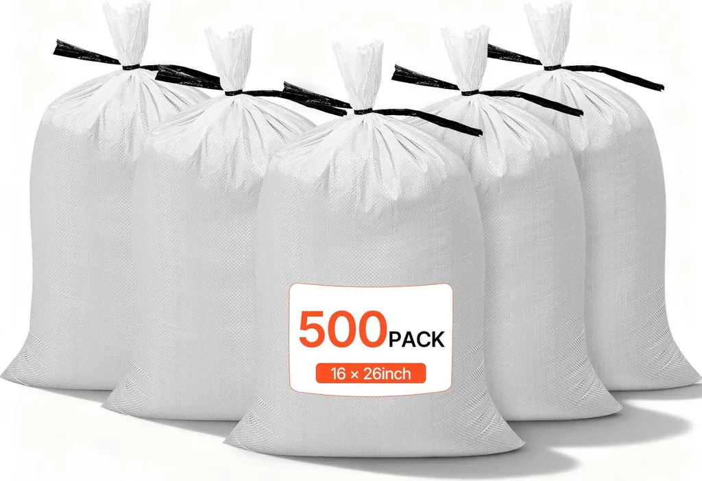 Lot 500 sacs de lestage anti-inondations 40x66cm avec liens de serrage