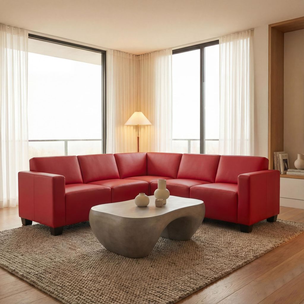 Modular Sofa-System Couch-Garnitur Moncalieri 5, Kunstleder rot