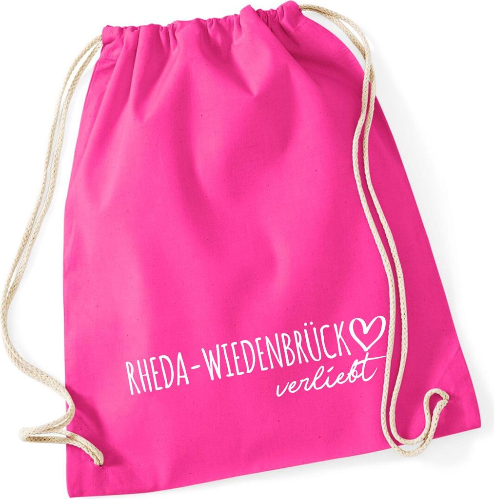 Huuraa Turnbeutel Rheda-Wiedenbrück verliebt 12 Liter Fuchsia Baumwolle Rucksack Geschenkidee