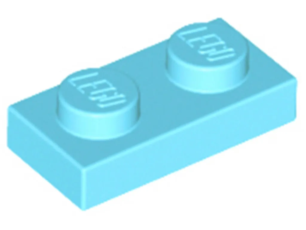 Plaques Lego 1x2 Medium Azure 3023 - 250 Pièces Teinte Azur Moyen