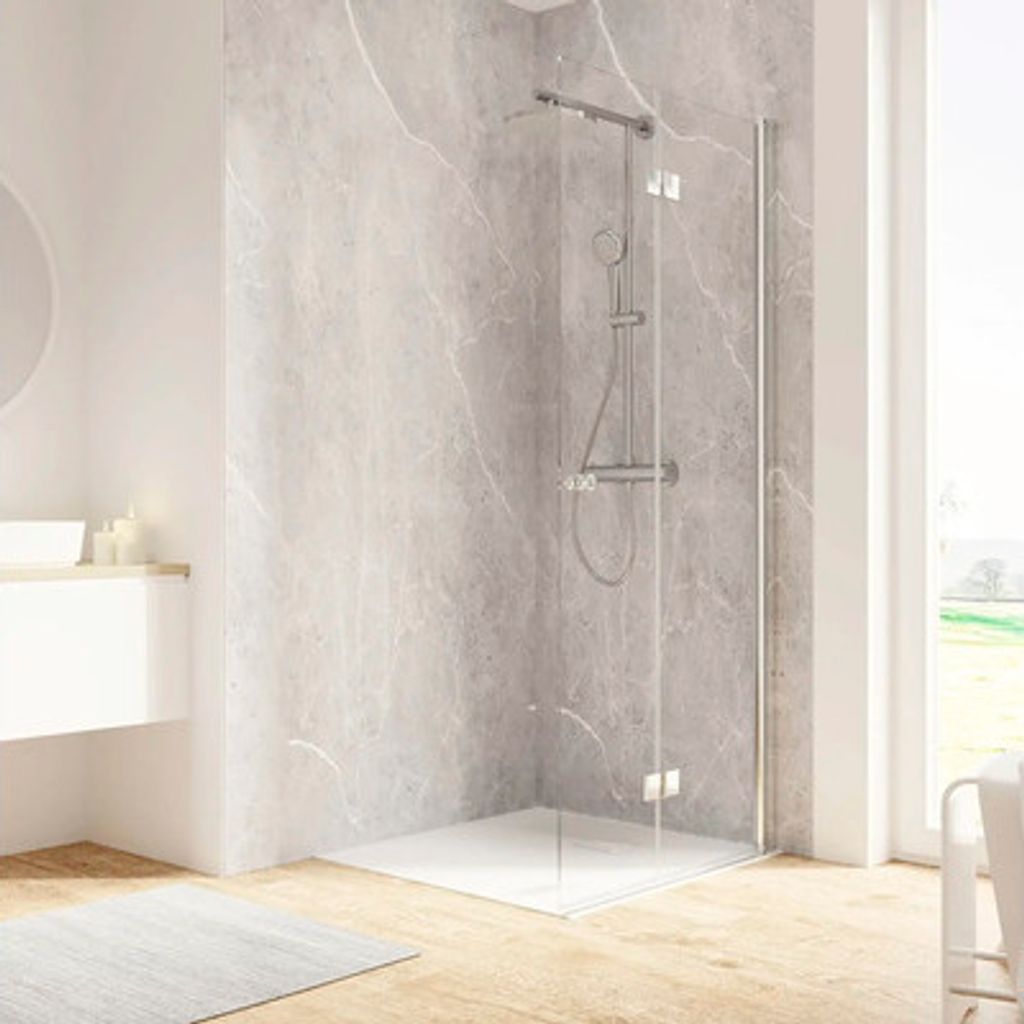 Walk In mit Drehfalttür SCHULTE Garant 2.0 90 x 200 cm Profil chrom Klarglas Türanschlag rechts