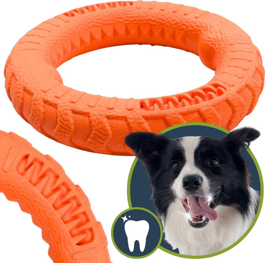 Zahnpflege Spielzeug für Hunde, KAUSPIELZEUG zum Apportieren, ZUM WERFEN, zur Zahnreinigung 17 cm