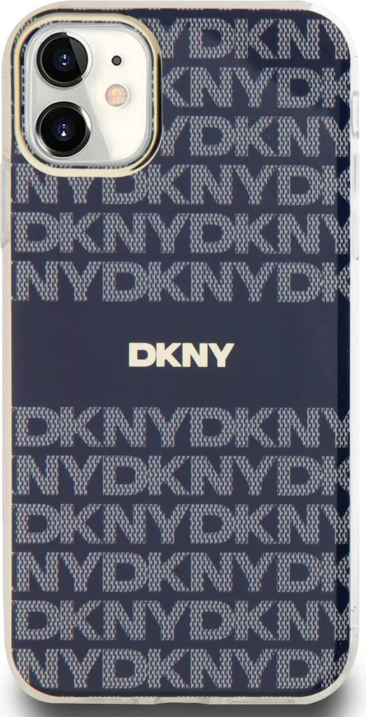 Coque iPhone 11 MagSafe DKNY à Motif Répété Bleu et Rayures Tonal Stripe