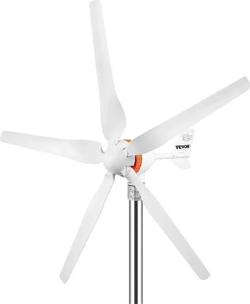 Éolienne 500W Blanche 5 Pales pour Site Isolé, Jardin et Camping-Car