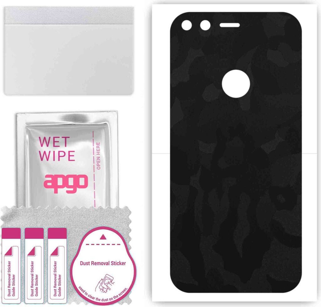 apgo Rückseite Schutzfolie, Skin, kompatibel mit Google Pixel, Hinten Displayschutzfolie aus Vinylfolie, kratzfest, einfache Montage - Schwarzes T...