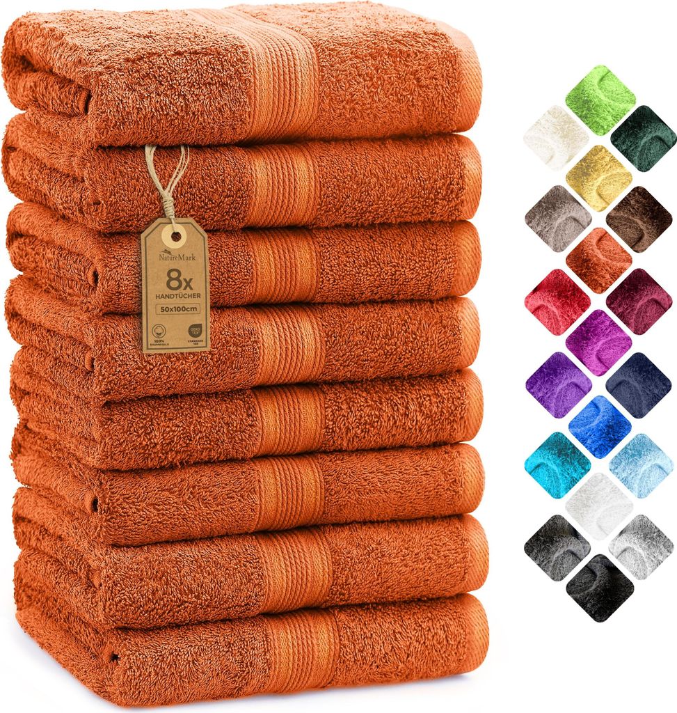 Frottier Handtücher 8er Pack 50x100cm, 100% Baumwolle, Terrakotta