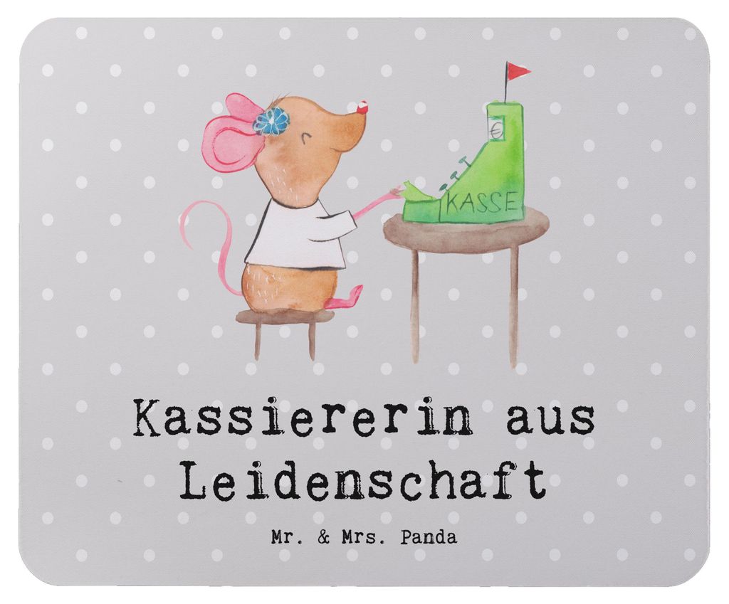 Mr. & Mrs. Panda Mauspad Kassiererin Leidenschaft - Grau Pastell - Geschenk, Mousepad, Kassenwartin, Witzig, pc, mousematte, Spruch, computer, Lust...