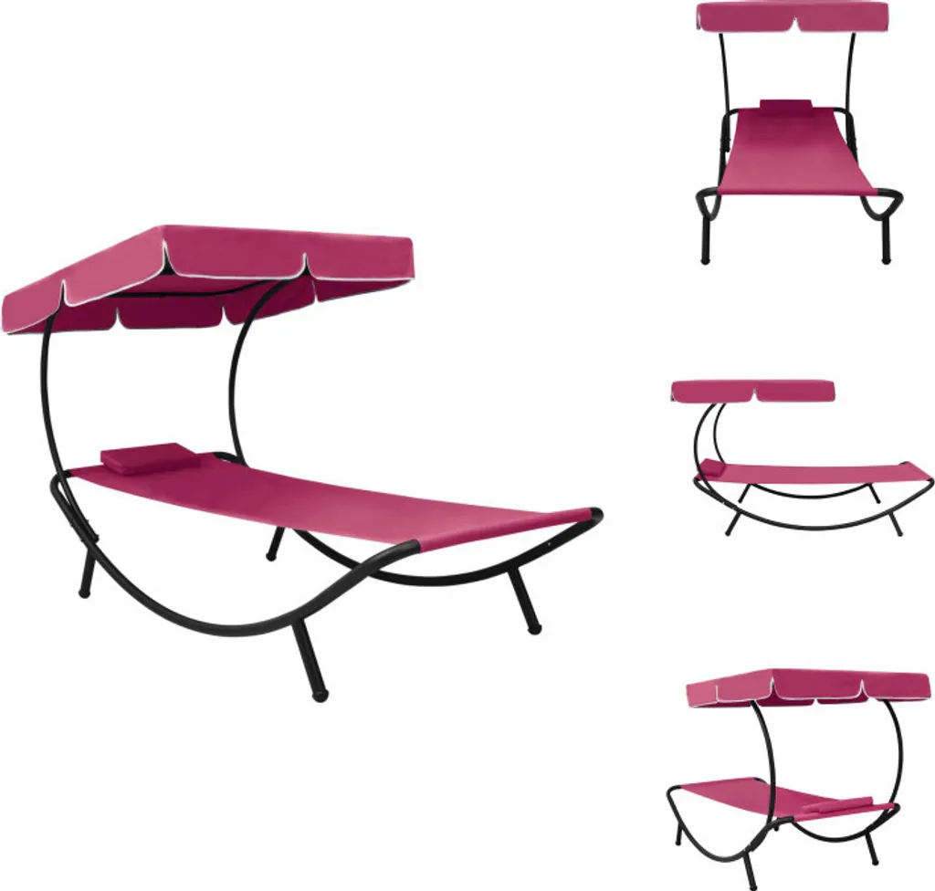 vidaXL Lettino da giardino con tettuccio e cuscino rosa - Lettini prendisole