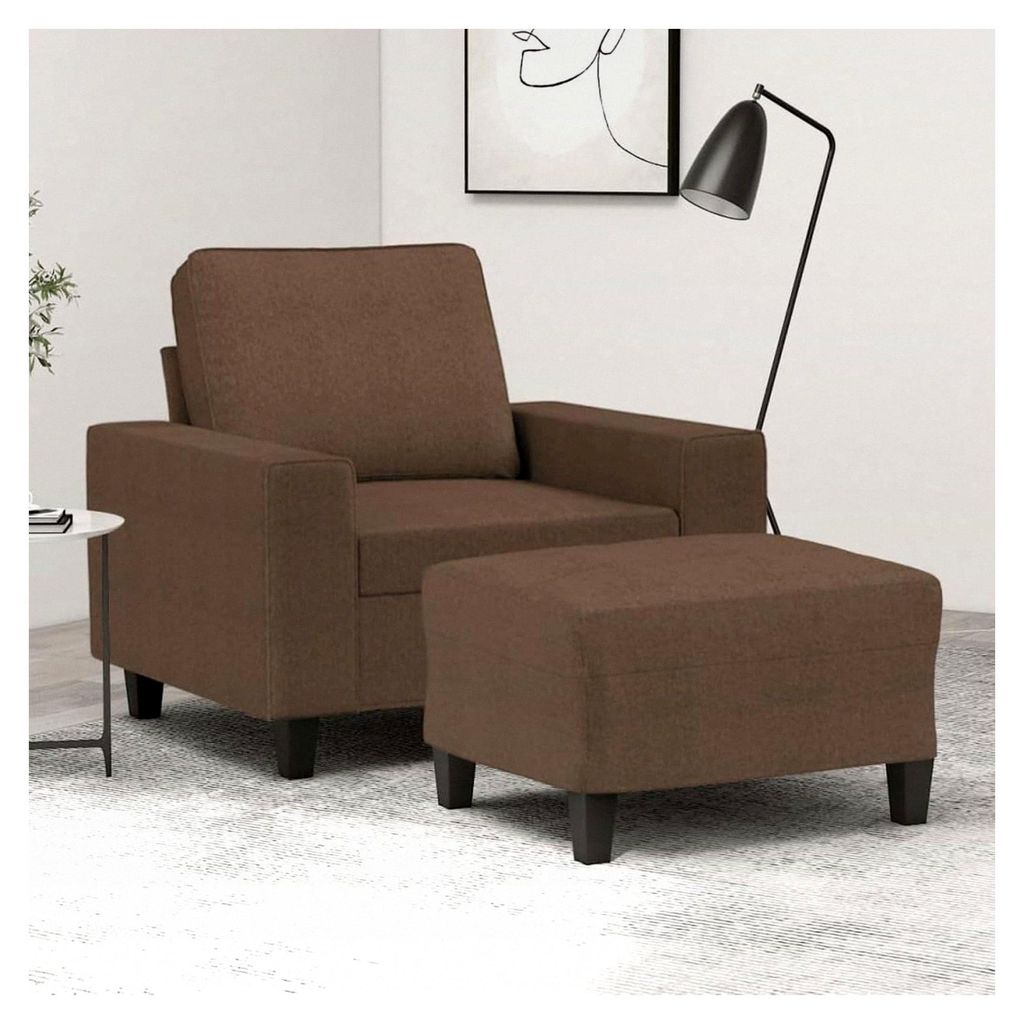 Brauner Sessel mit Hocker, Stoff (100% Polyester), max. 110 kg, Schaumstofffüllung
