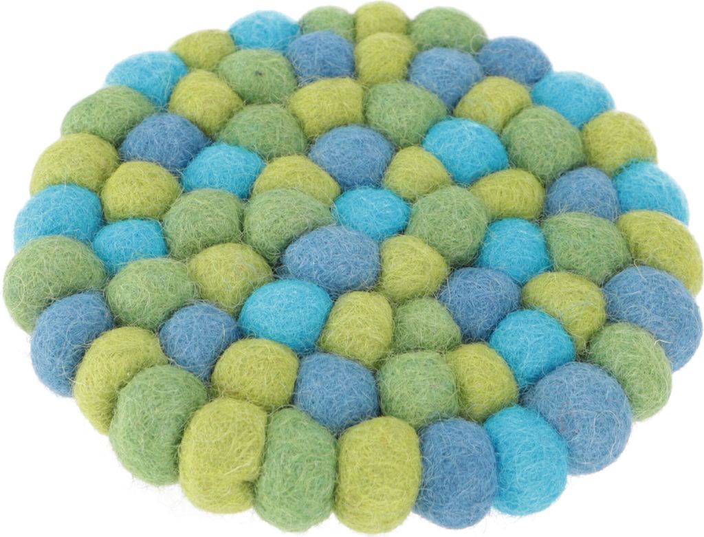 Filzuntersetzer, Untersetzer aus Filzkugeln, Filzdekoration Rund Ø 10 cm - Türkis/bunt, Wolle,Filz, Untersetzer, Tabletts