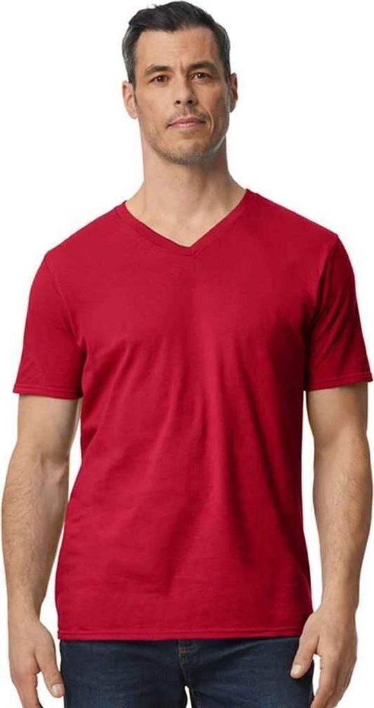 Gildan - "Softstyle" T-Shirt V-Ausschnitt für Herren/Damen Uni PC6258 (XL) (Kirschrot)