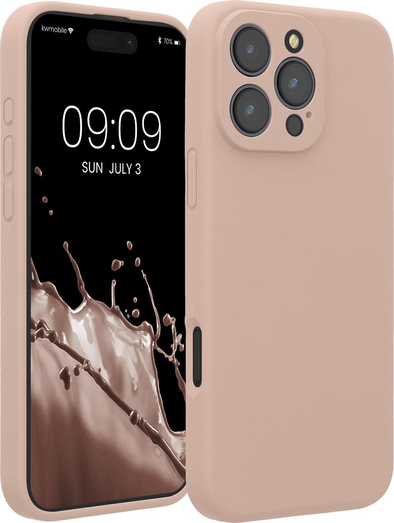 kwmobile Handyhülle kompatibel mit Apple iPhone 16 Pro Max Hülle - gummierte Handy Case aus Silikon in Altrosa