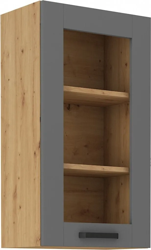 Offerta Armadietto Vetrato LAILI 40cm | Grigio e Rovere Artisan