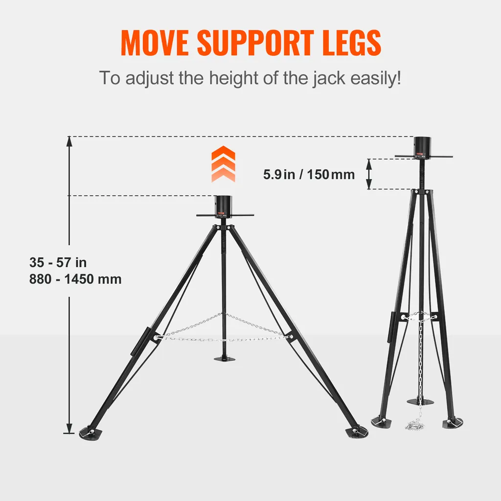 Support de Stabilisation Caravane Réglable, Trépied Pliable de 1,45 m