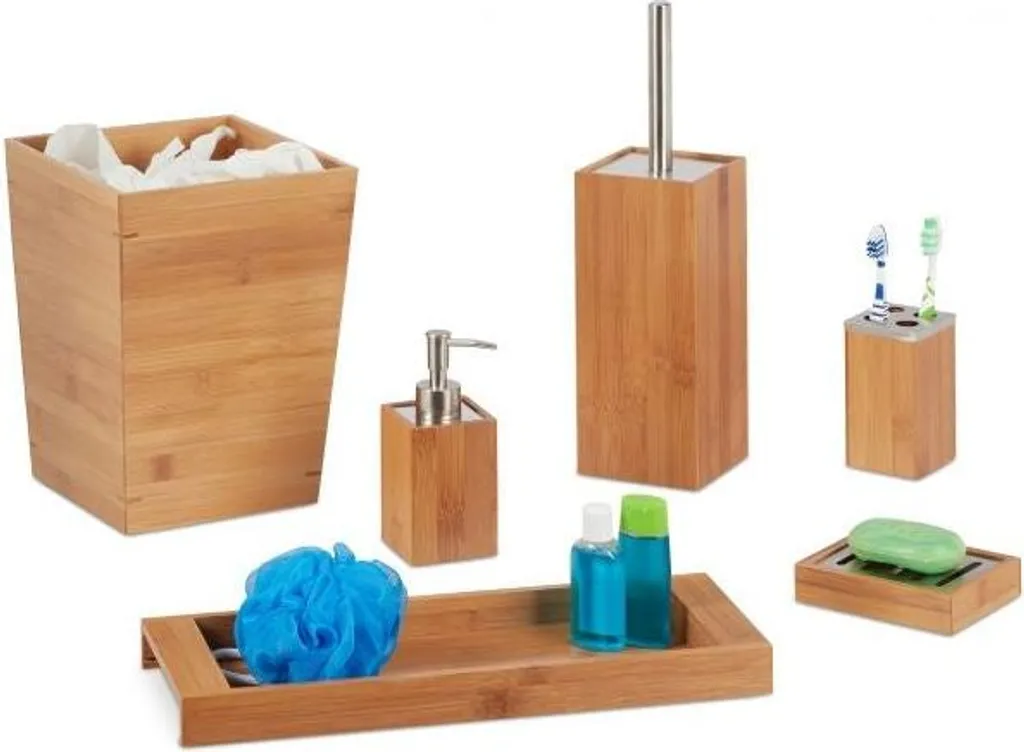 Aménager une salle de bain zen avec ce pack d'accessoires bambou 6 pcs