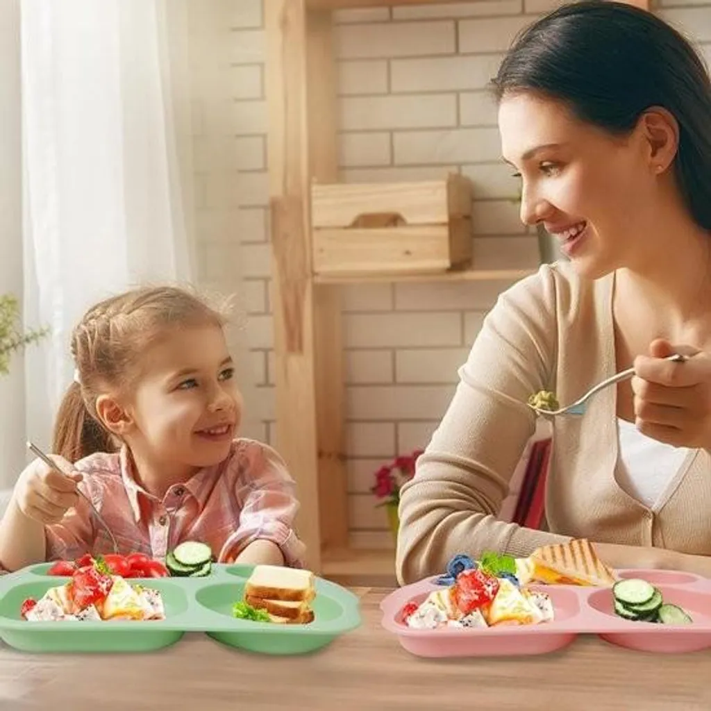 Assiettes de table divisées 5 compartiments pour repas équilibrés x4