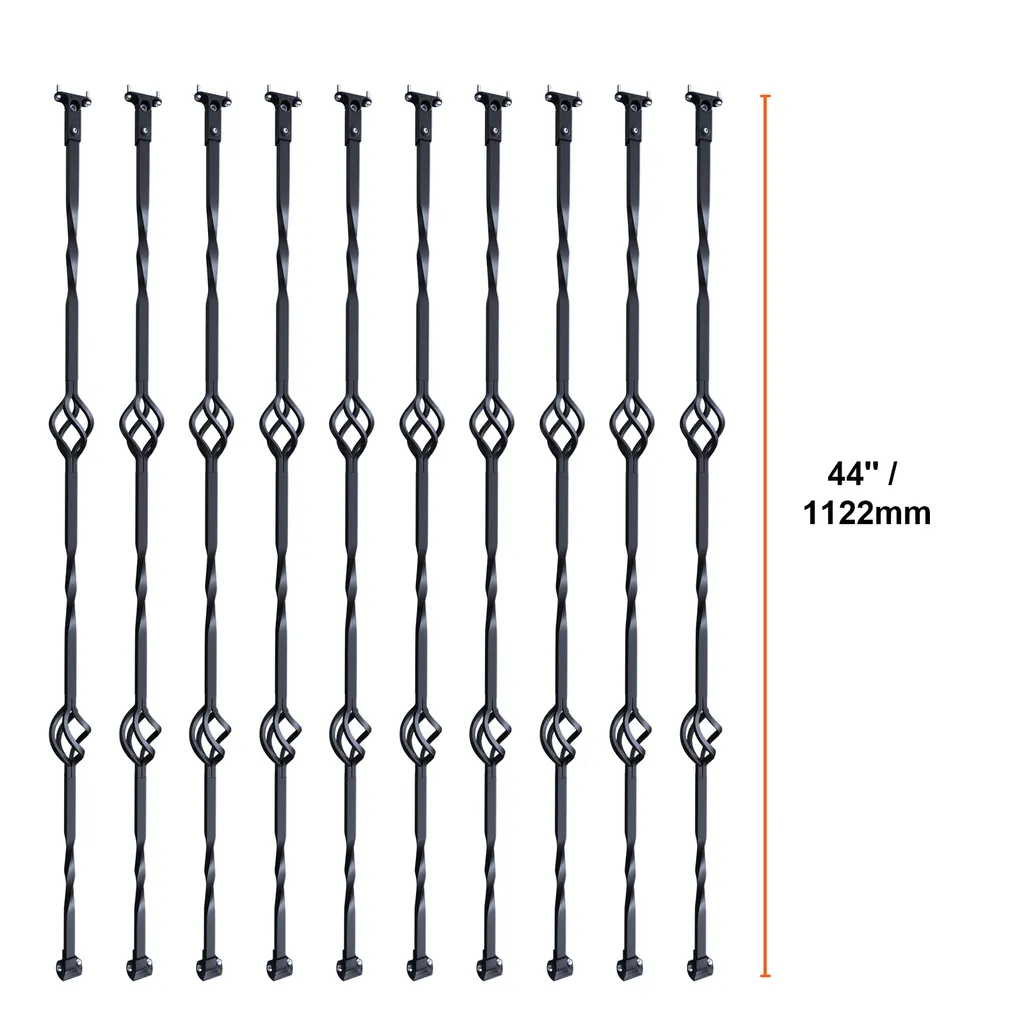Ringhiere in metallo VEVOR, 56 x 56 x 1122 mm, montanti decorativi per ringhiere in acciaio zincato, confezione da 10 ringhiere con doppia gabbia cava, ringhiere per scale a chiocciola con scarpette e viti - 8