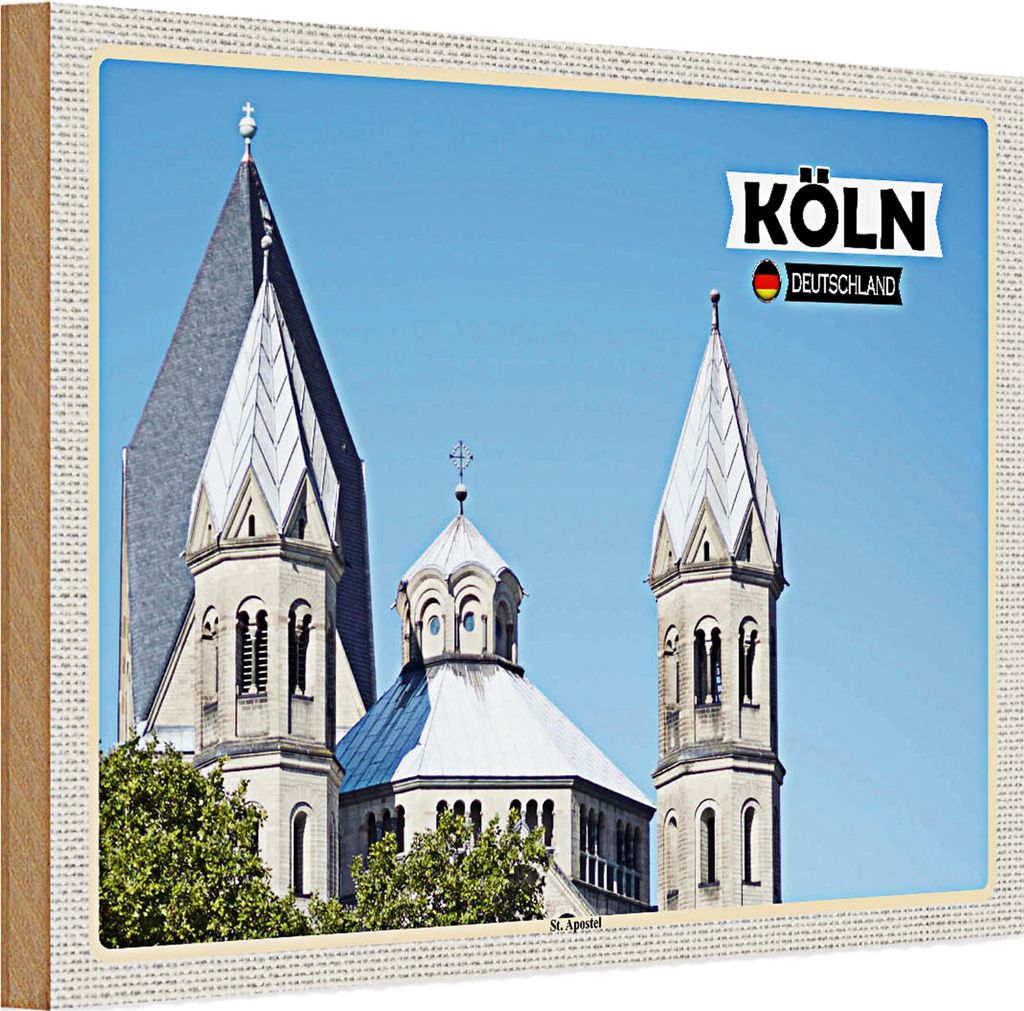 Holzschild Städte Köln St. Apostel Architektur 30x20cm