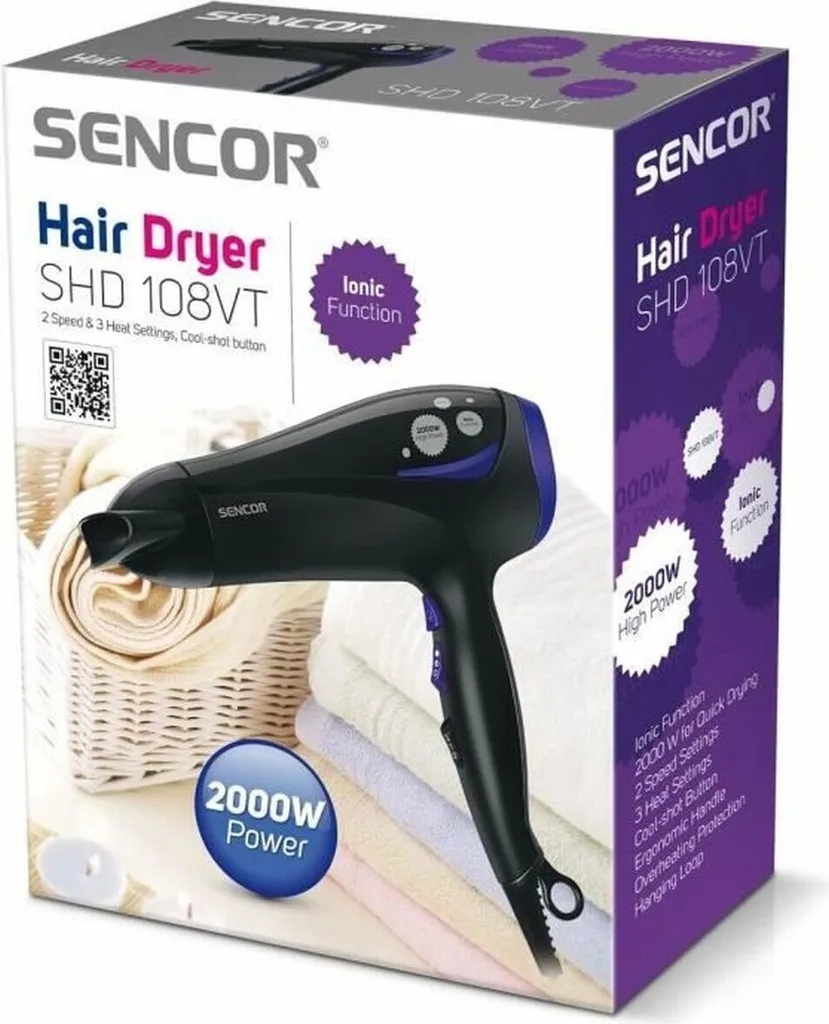 Sèche-cheveux Sencor SHD 108VT avec 3 Niveaux de Température 2000W Noir