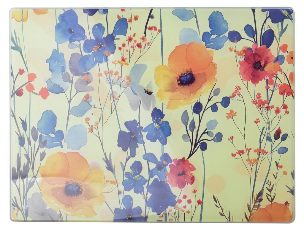 Glazen wanddecoratie "Aria", 40X30Cm, bloemenmotief Productafbeelding 