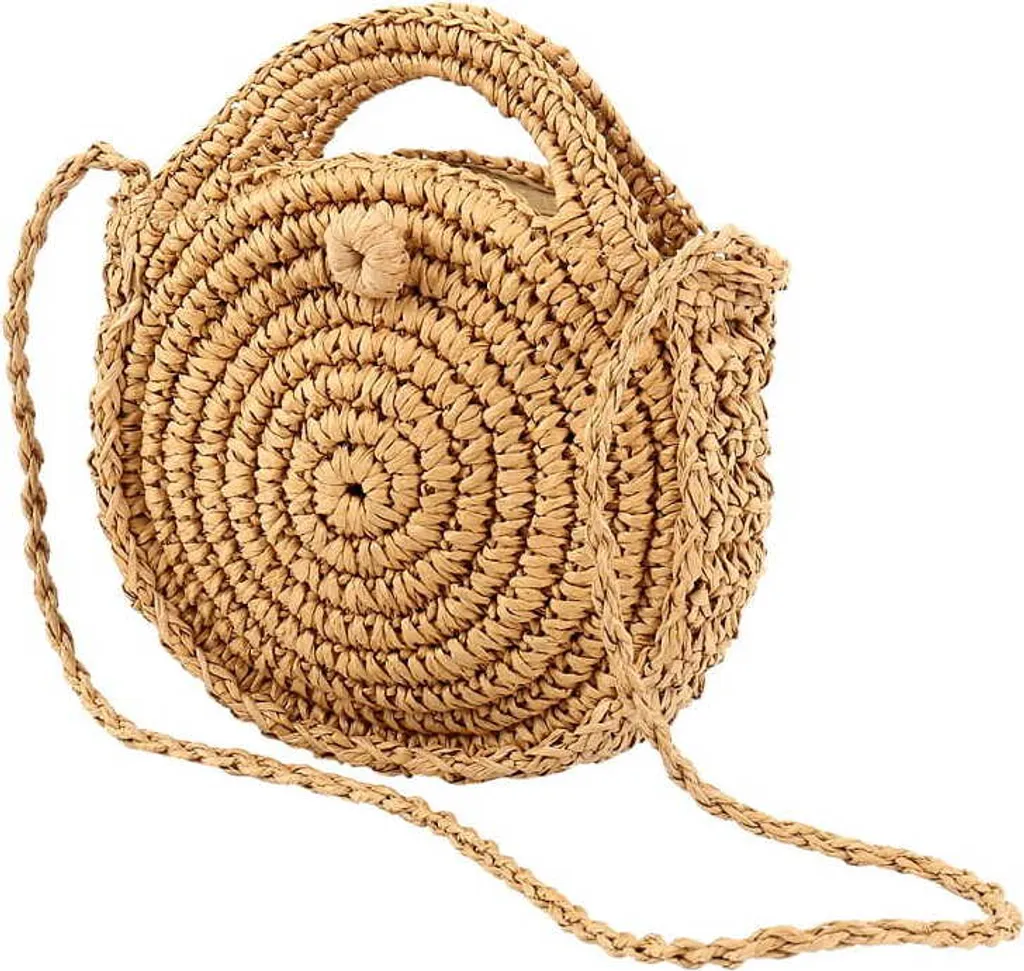 Borsa Paglia Donna a Tracolla - Compatta in Rafia per Viaggi e Vacanze