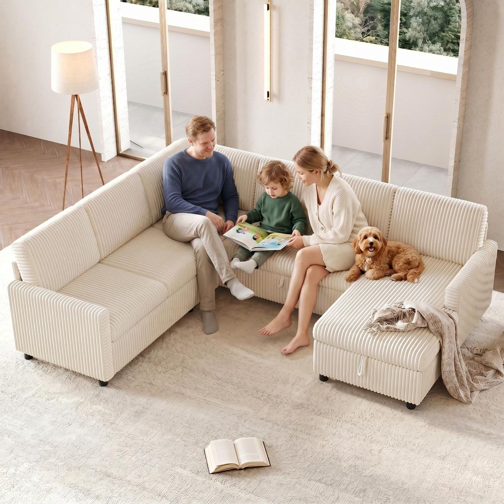 Merax 5 Sitzer U Form Schlafsofa Mit Schlaffunktion, Produktbild 