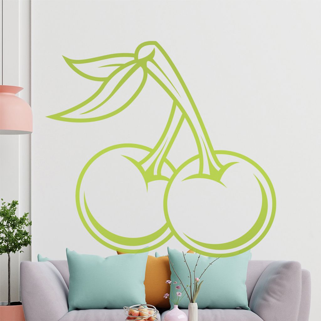 KIWISTAR Kirsch Tattoo Frucht Cherry Verlockung Wandtattoo in 6 Größen - Wandaufkleber Wall Sticker - Dekoration, Küche, Wohnzimmer, Schlafzimme...