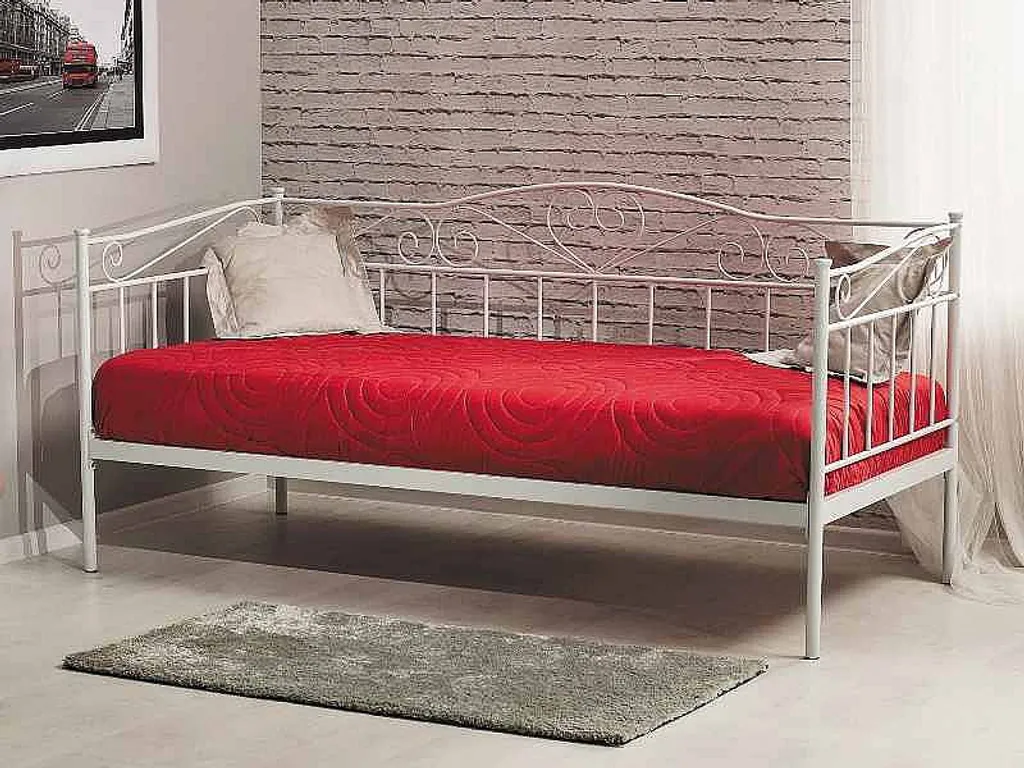 Lit 90x200 blanc MARGOT : structure robuste contre les bruits de sommier