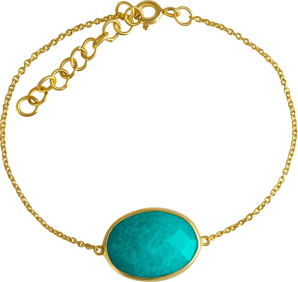 Jamelli Armband Silber 925 vergoldet 16+2,5cm lang mit echtem Amazonit 8,0ct.