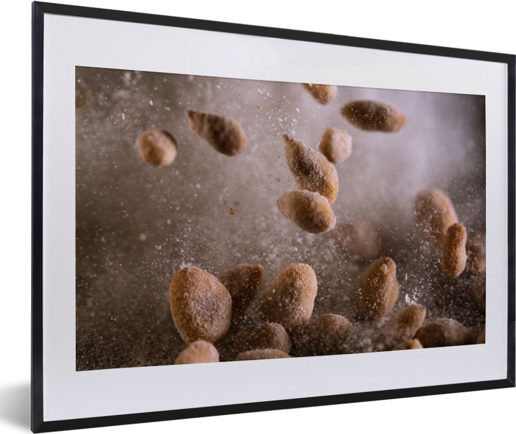 MuchoWow MuchoWow Gerahmtes Poster Geröstete, mit Mehl bestäubte Sonnenblumenkerne 60x40 cm - Poster mit zchwarzem Bilderrahmen - Schlafzimme...