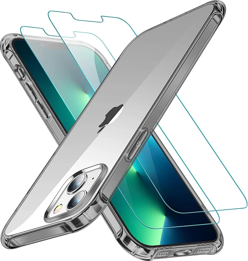 2X Custodia Trasparente In Vetro Temperato Per Iphone 13 6.1'