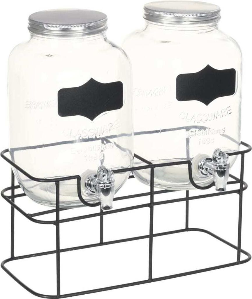 vidaXL Getränkespender 2 Stk. mit Ständer 2 x 4 L Glas Produktbild 