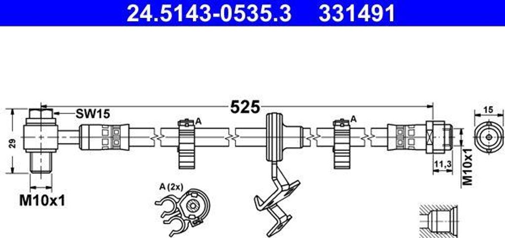 ATE 24.5143-0535.3 Bremsschlauch OE A1634200848 kompatibel mit M-Klasse