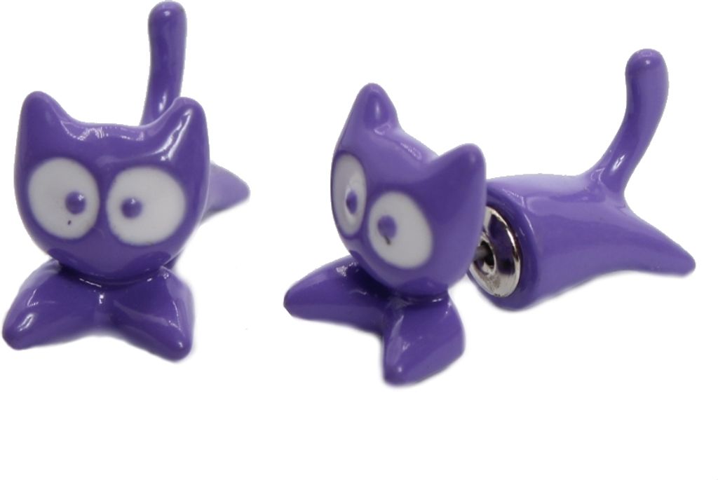 3D Katzen Ohrstecker Ohrringe in der Farbe Lila