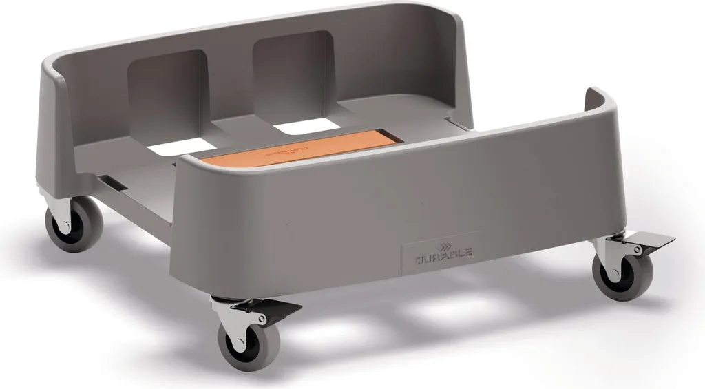 Support roulant DURABIN 90L en rPP recyclé - Chariot gris résistant