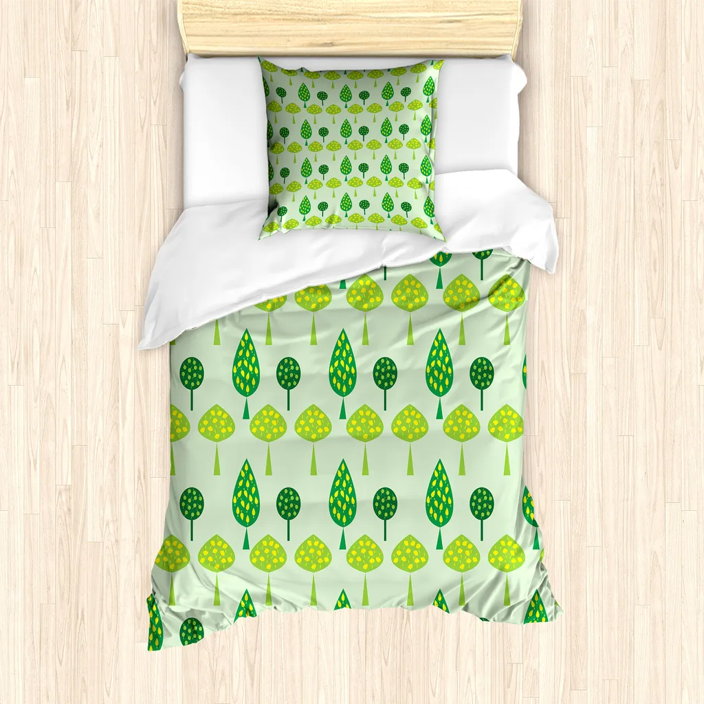 ABAKUHAUS Set Letto Antiacaro Microfibra 135x200cm Alberi Astratti
