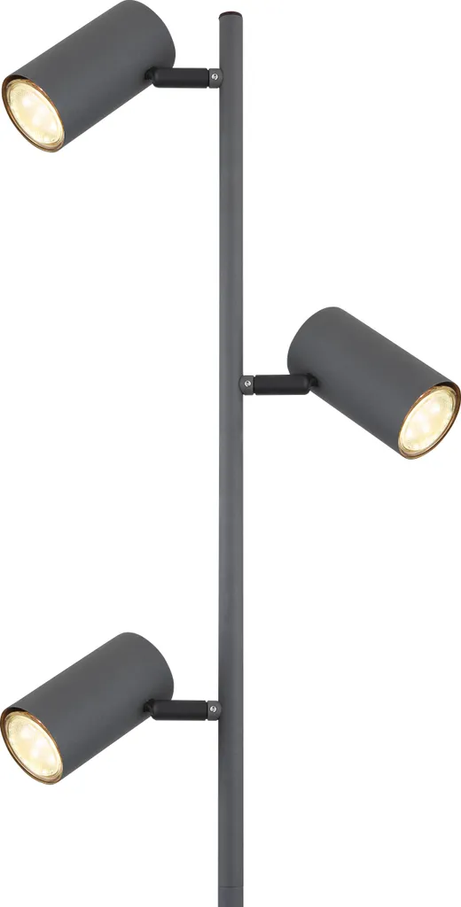 Lampadaire Globo Lighting en métal graphite avec 3 spots LED GU10