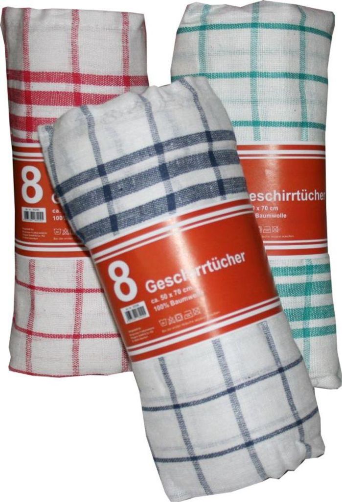 8er Pack Geschirrtücher 50 x 70 cm Design Karo