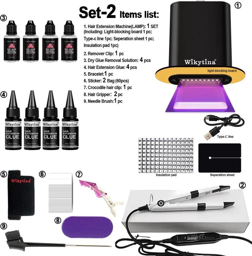 Sada pro prodlužování vlasů UV světlem, kompaktní design, Obrázek produktu 
