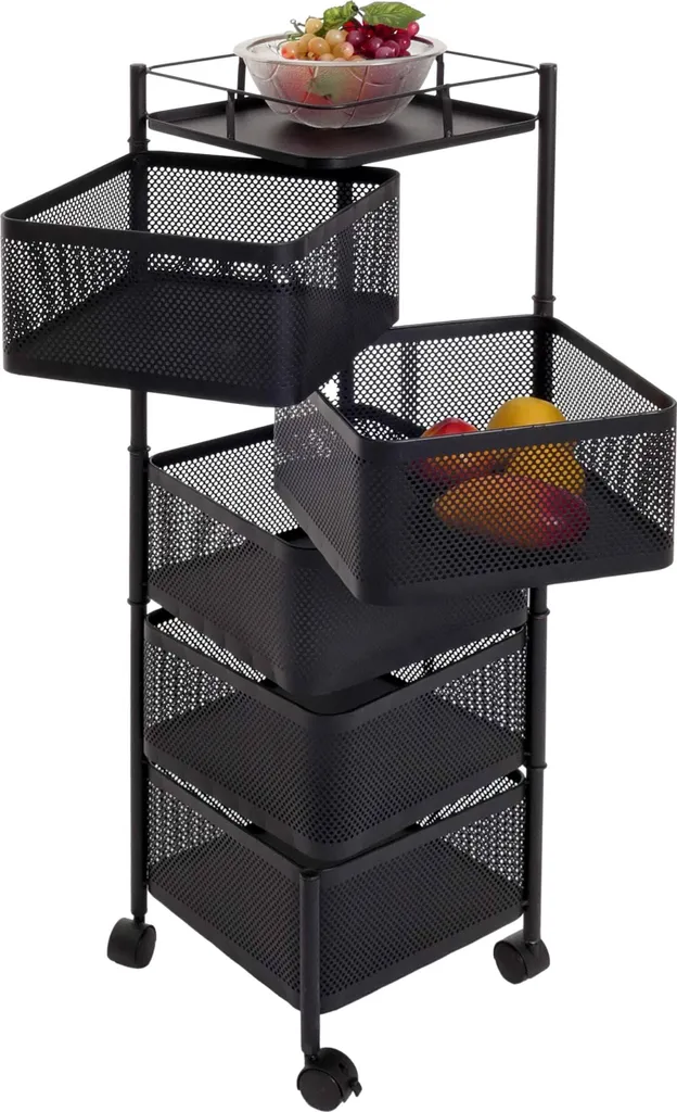 Chariot de rangement en fer à paniers pivotants rotatifs 94x30cm
