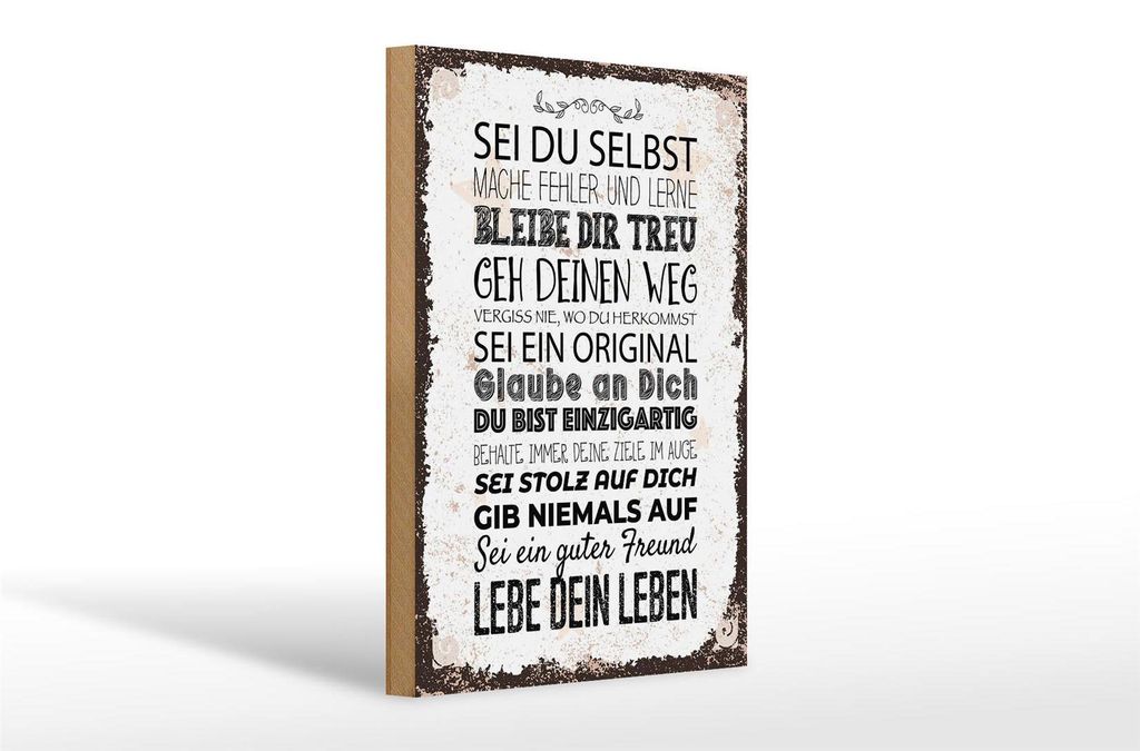 Holzschild Spruch Sei du selbst mache Fehler lerne 20x30cm