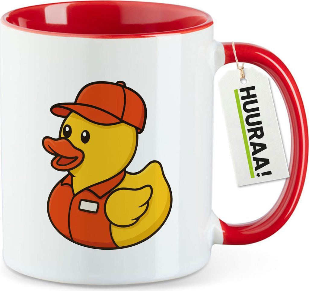 Huuraa Kaffeetasse Quietscheente Einzelhandel Comic Gummiente 330ml Rot Keramik Kaffeebecher Geschenkidee